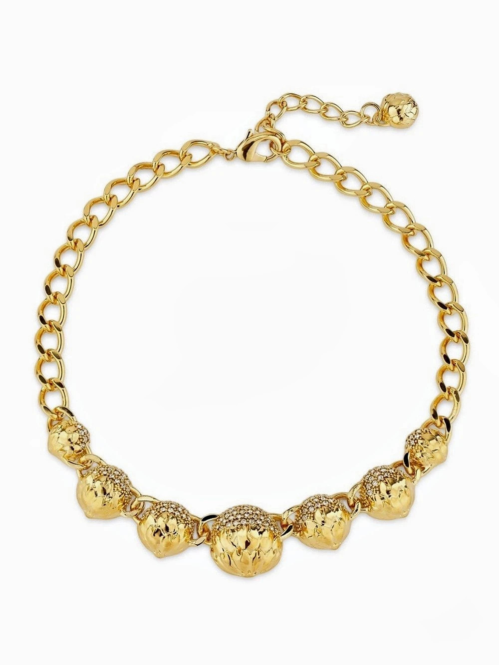 OSCAR DE LA RENTA Artichoke Pavè Choker Necklace Gold Clear OC01